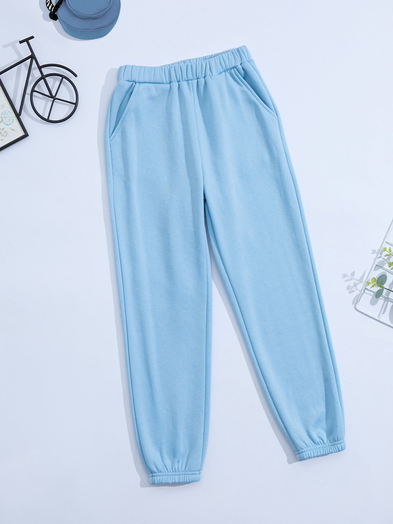 Girls Thermal Lined Fleece Elastic Waist Sweatpants