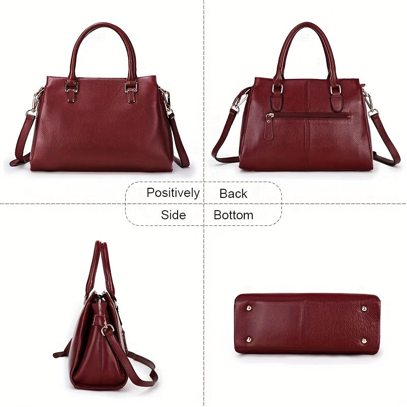 Women's Leather Shoulder Bag Crossbody Handbag with Golden Tone Hardware