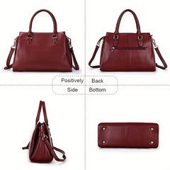 Women's Leather Shoulder Bag Crossbody Handbag with Golden Tone Hardware
