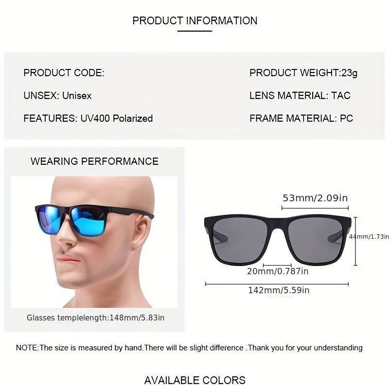 Men's Polarized Sport Sunglasses Double Square Frame + Case