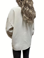 Waffle Solid Jacket Button Front Outerwear Women's Clothing
