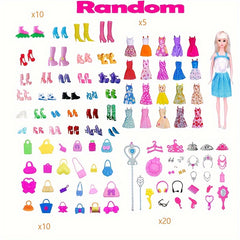 45pcs Doll Clothes And Accessories 10 Pairs Of Shoes 10 Packs Of 20 Jewelry