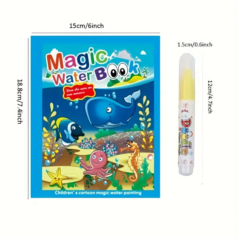 4pcs Magic Water Pens and Reusable Sketchbook for Kids