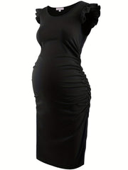 Maternity Ruffle Sleeve Dress for Summer Holiday Party