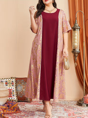  Golden Floral Print Maxi Dress