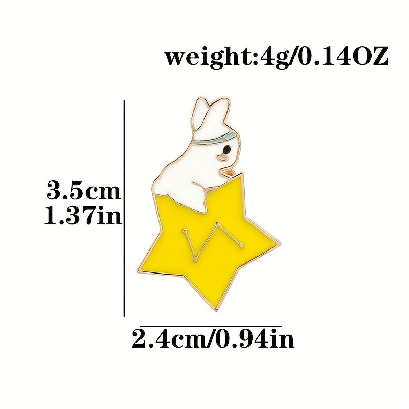 Men's Rabbit Brooch with Stars Moon Space Elements Enamel Pins