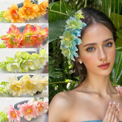 Ethnic Fabric Flower Hair Comb Bohemian Style Rose & Butterfly Headpiece
