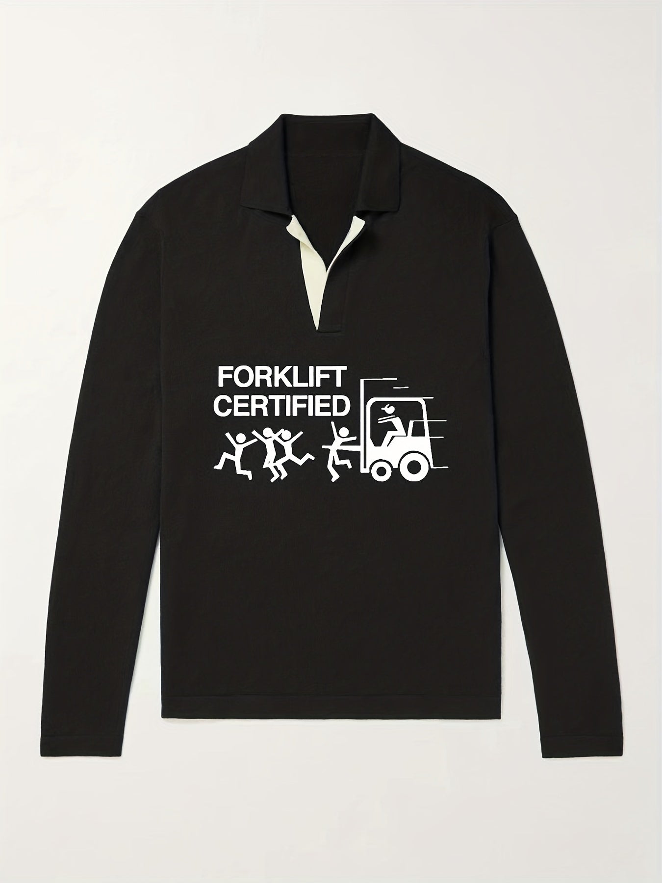 Funny Pattern Knit Polo Shirt Men's Casual Lapel Pullover Sweater
