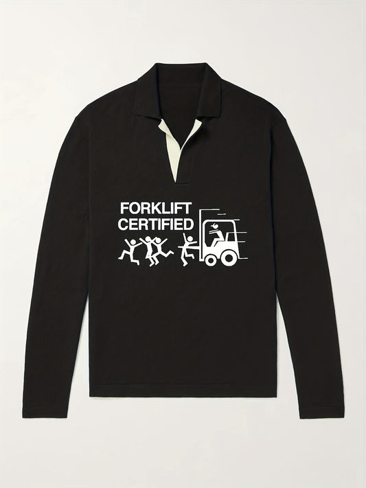 Funny Pattern Knit Polo Shirt Men's Casual Lapel Pullover Sweater