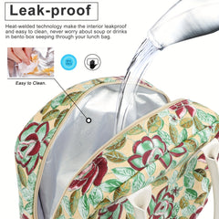 Rose PU Insulated Lunch Bag With Handle And Zipper
