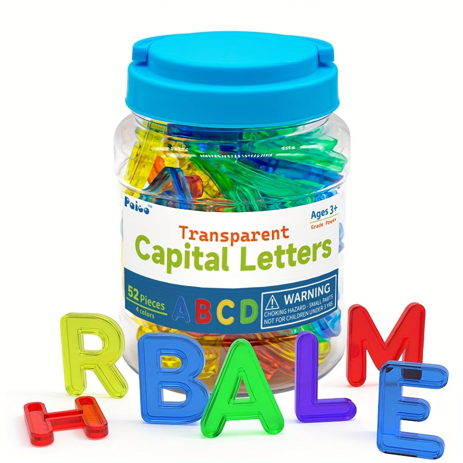 52pcs Transparent Plastic Capital Letters Set - Colorful Letters for Ears