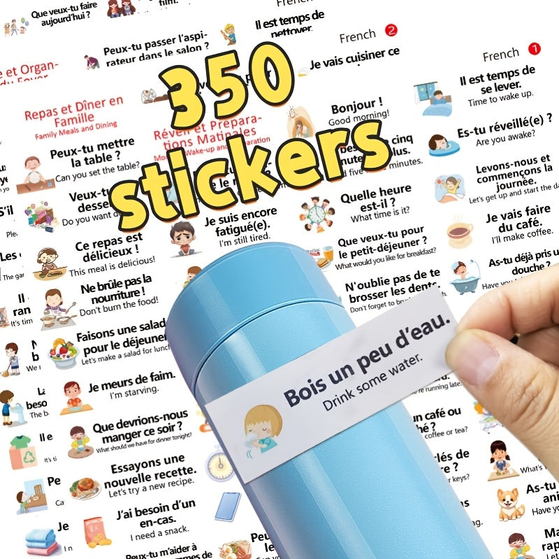 French Phrase Sticker Set 10 Sheets - Practical Conversations