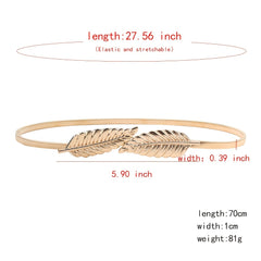 Women Metal Elastic Belt Vintage Thin Waist Belt For Dress Jeans