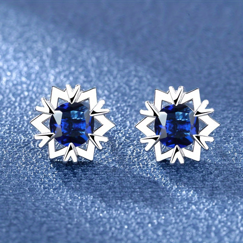 Snowflake Zircon Stud Earrings 18K Plated Wedding Party Jewelry Gift