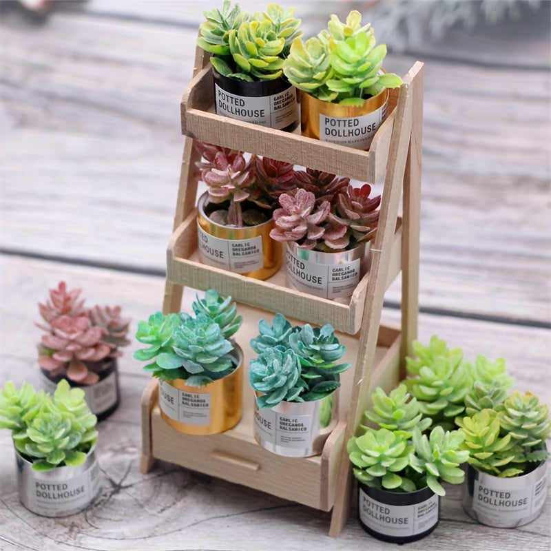 3pcs Mini Succulent Potted Plants DIY Mini Garden