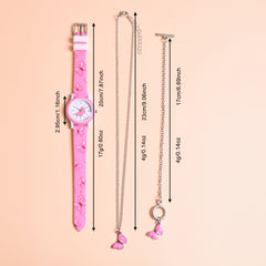 3pcs Butterfly Silicone Watch Strap & Necklace Bracelet Set for Girls