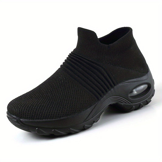 Women's Air Cushion Sock Shoes Comfortable Knit Low Top Slip On Walking Shoes