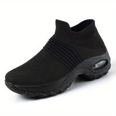 Women's Air Cushion Sock Shoes Comfortable Knit Low Top Slip On Walking Shoes