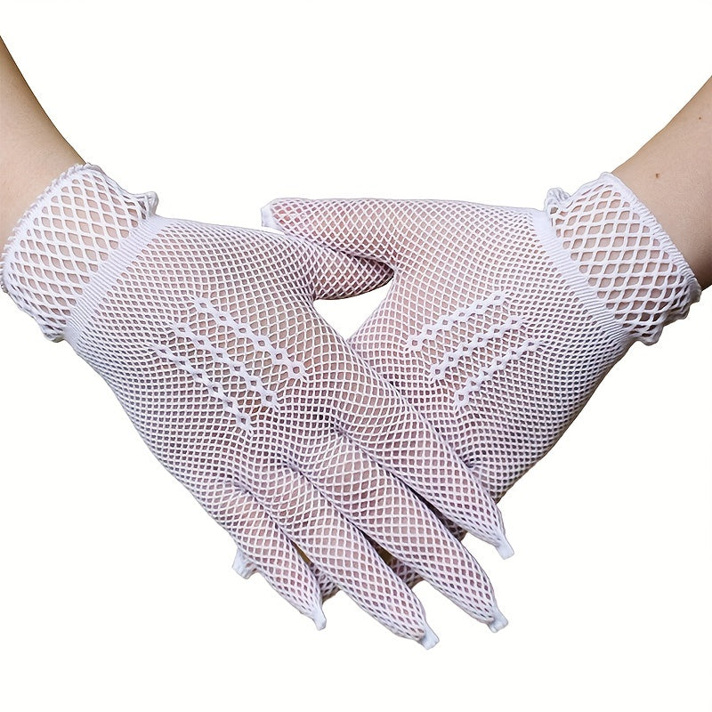 Y2K Lace Short Glove Fishnet Hollow Mesh Gloves For Wedding Bridal Women