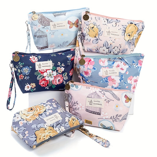 Floral Printed Makeup Bag Waterproof Travel Wash Bag