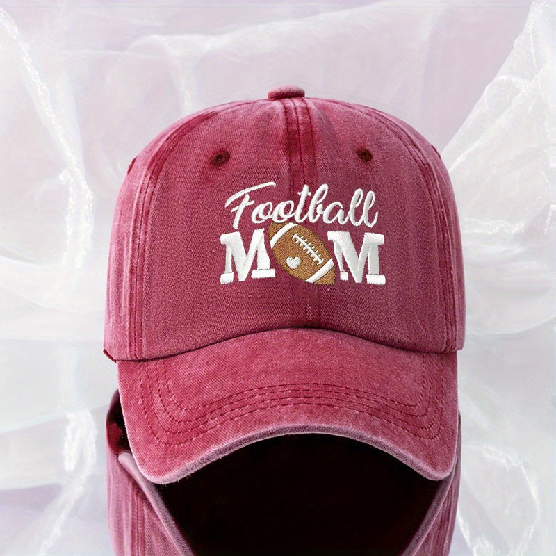 FOOTBALL MOM Embroidery Baseball Cap Distressed Dad Hat for Women