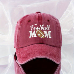 FOOTBALL MOM Embroidery Baseball Cap Distressed Dad Hat for Women