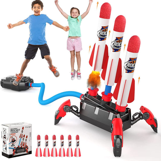 Toy Rocket Launcher For Kids 3 Continuous Shots Launcher Jump Rocket Launcher
