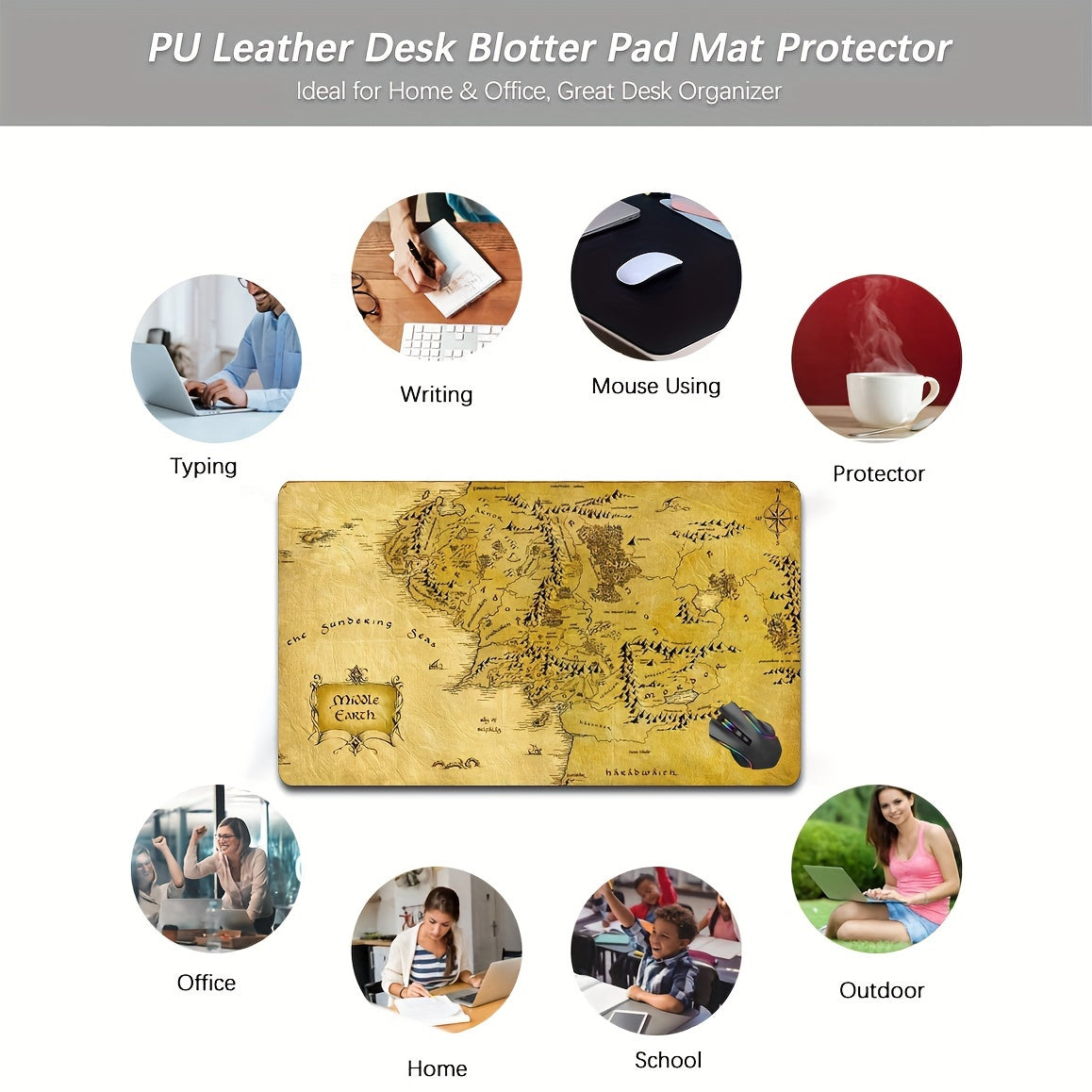 Treasure Map Gaming Mouse Pad Desk Mat - Large 60 X 35 - Non Slip Rubber Base