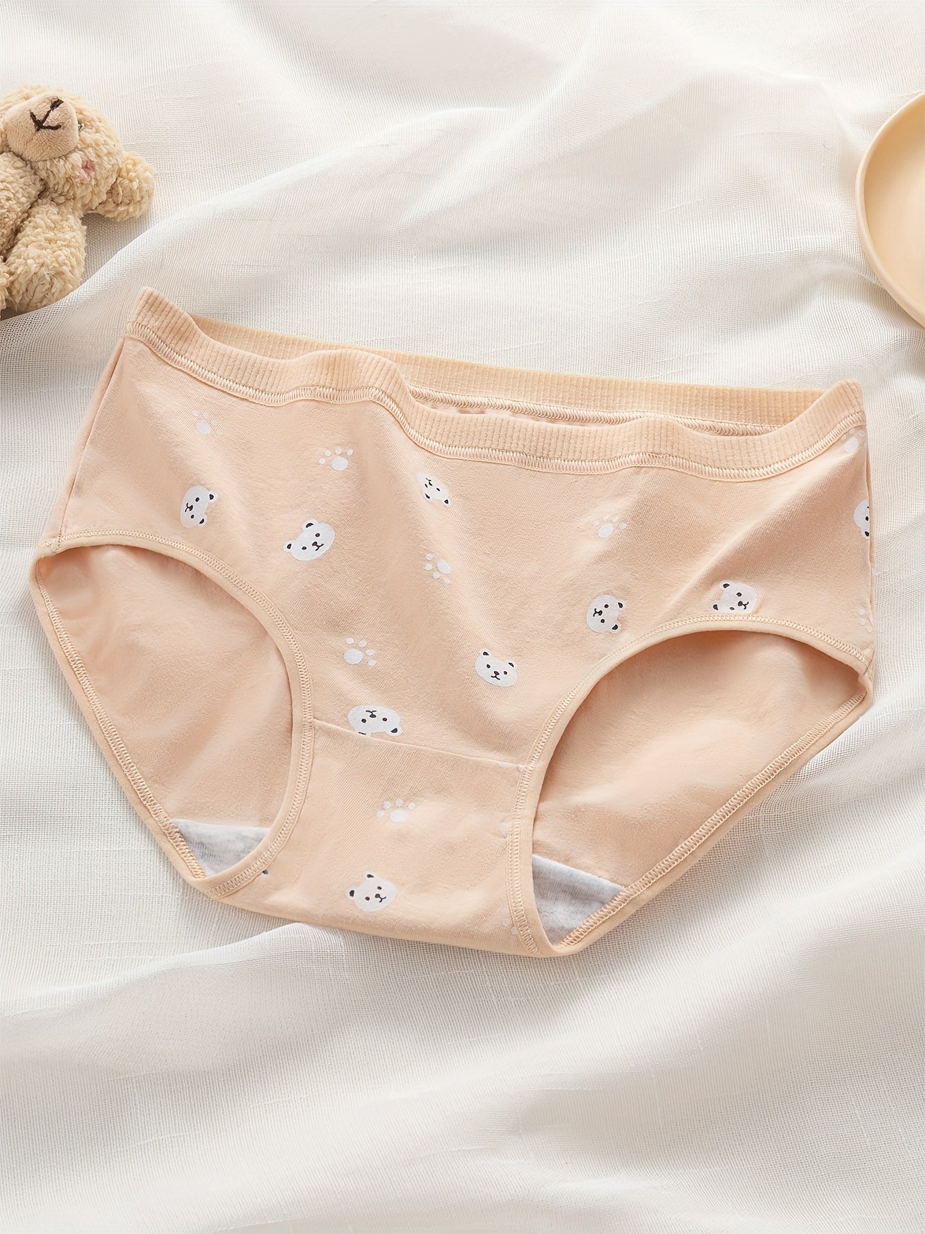 5pcs Cartoon Bear Pattern Triangle Panties for Girls 95% Cotton Underwear
