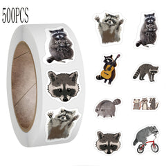500 Cartoon Raccoon Vinyl Stickers Self Adhesive Decals for Scrapbooking