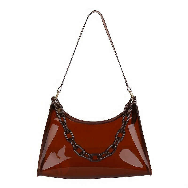 Transparent Underarm Bag Chain Zipper Waterproof Music Shoulder Purse