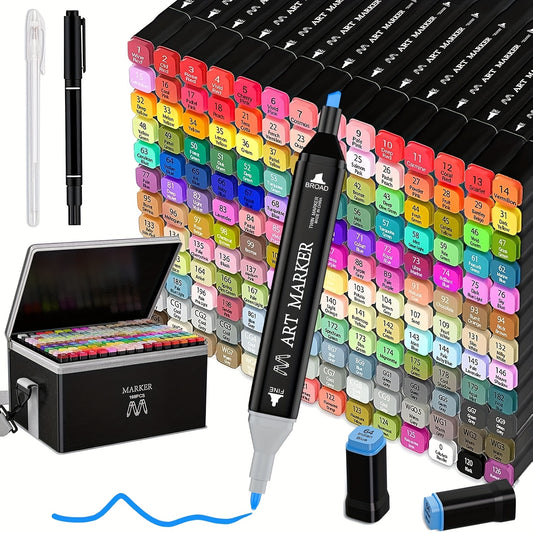 Markers168 Colors Dual Tip Art Markers Set Drawing Permanent Coloring Markers