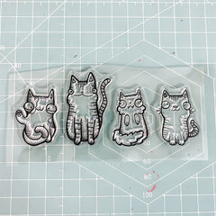 4 Cats Silicone Stamp Cartoon Animal Mouse Portrait Clear Scrapbooking Stamps