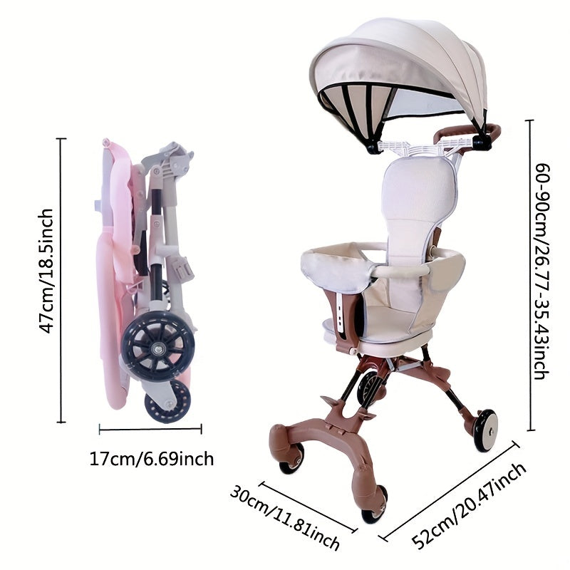 Foldable Baby Stroller with Roof & 4 Wheels