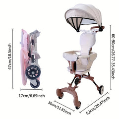 Foldable Baby Stroller with Roof & 4 Wheels