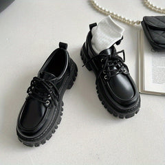 Women's Platform Oxfords Lace Up Chunky Heels Casual Shoes