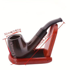 Resin Solid Wood Carved Smoking Tube Curved Handle Wooden Smoking Tube