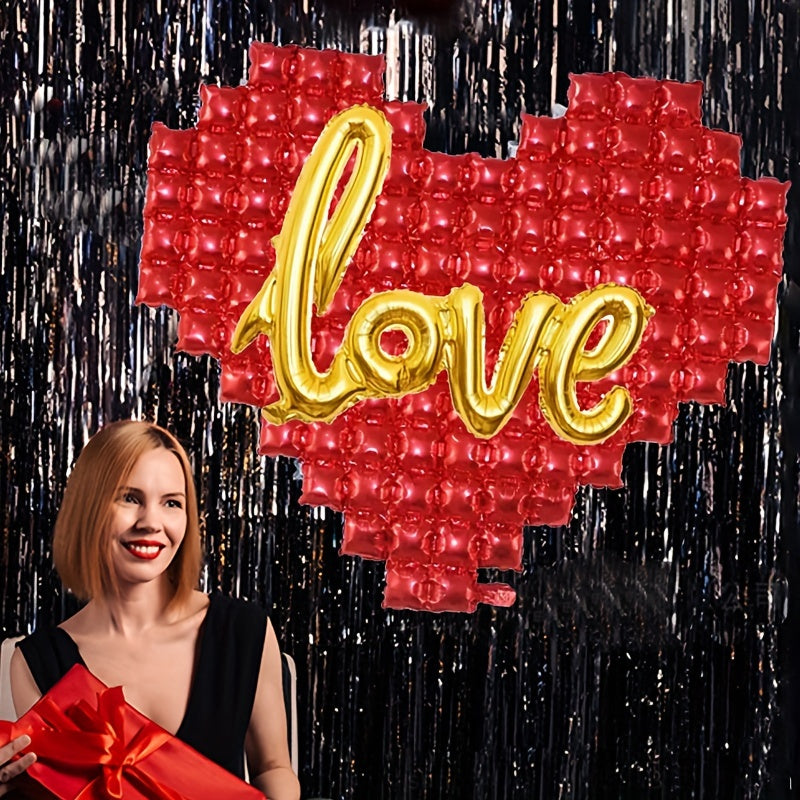 139 Red Heart Red Balloon Background Wall Love Heart Shaped Foil Balloon