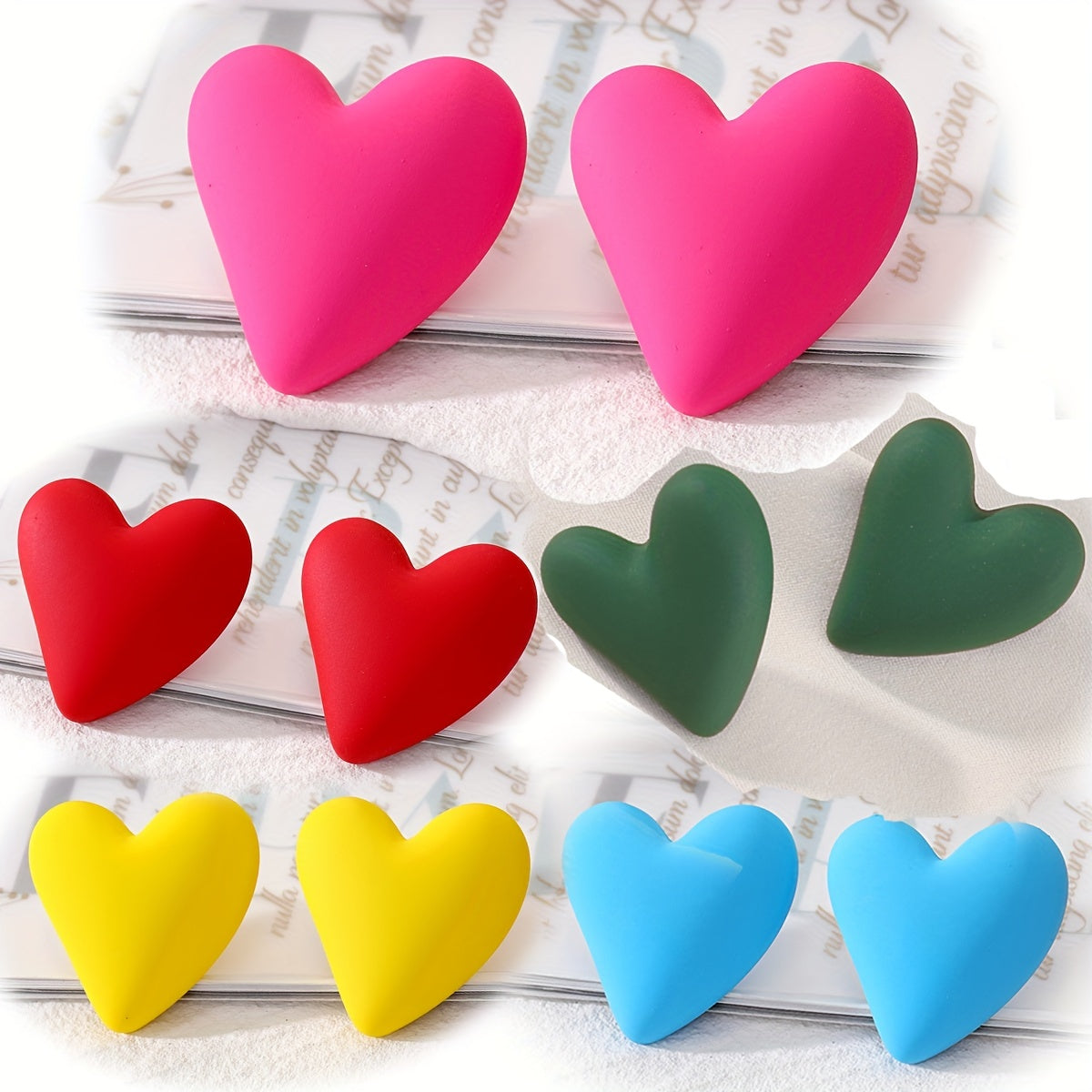 Summer Candy Heart Stud Earrings Classic Style Resin Jewelry