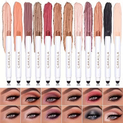 12-Color Eyeshadow Stick Matte Glitter Creamy Texture Eye Brightening Pen