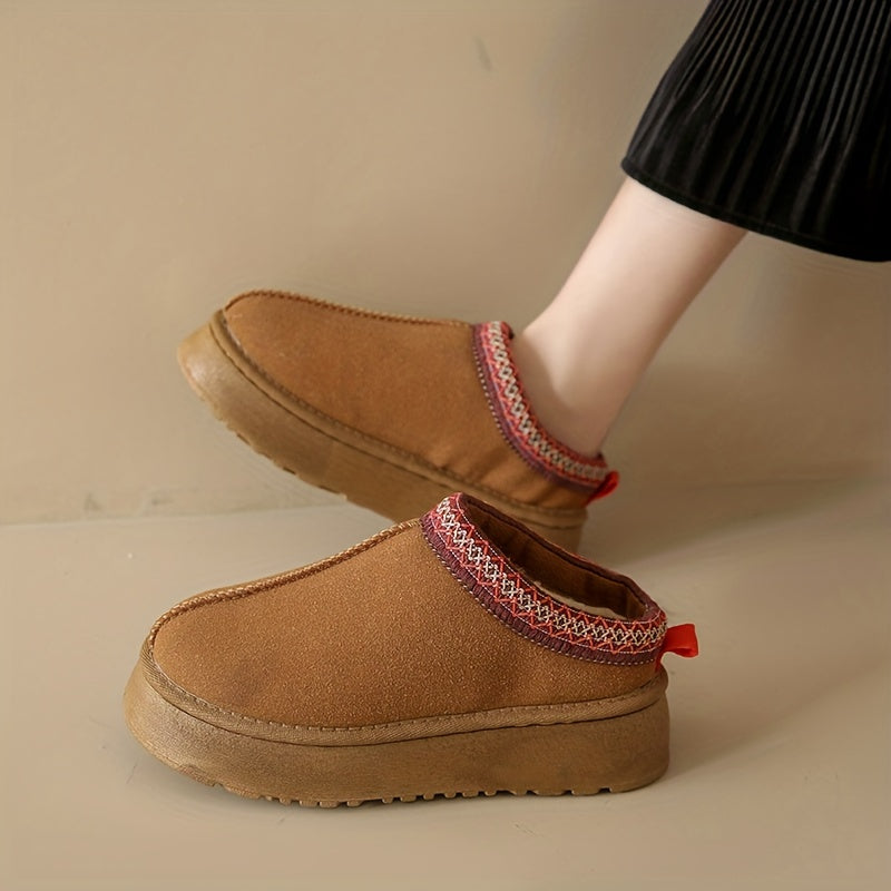 Women's Platform Short Boots Plush Lined Ankle Boots Comfortable Winter Boots