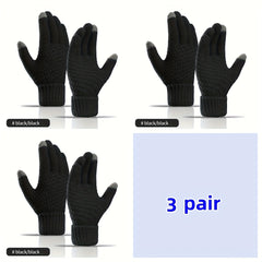 3 Pairs Thickened Touch Screen Winter Gloves