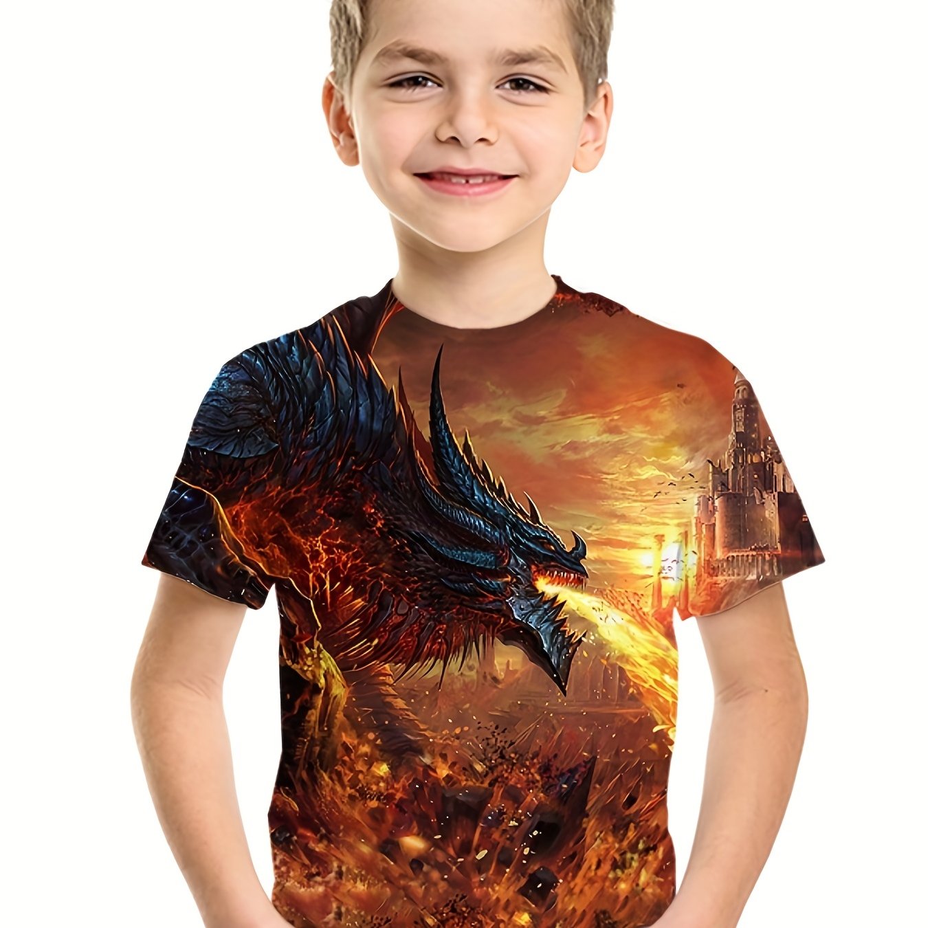 Boys' Evil Dragon Graphic T Shirt 3D Print Active Stretch Tee