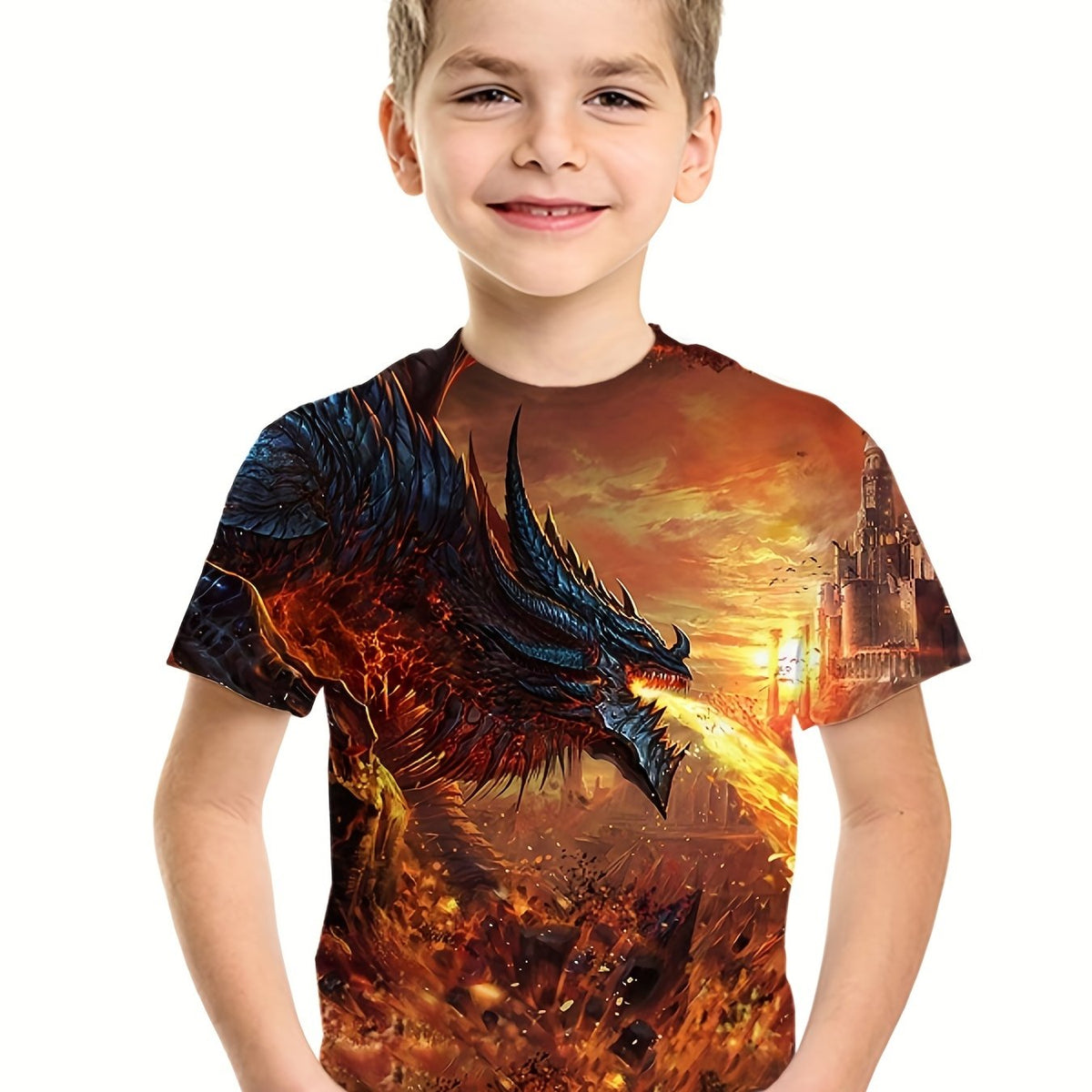 Boys' Evil Dragon Graphic T Shirt 3D Print Active Stretch Tee