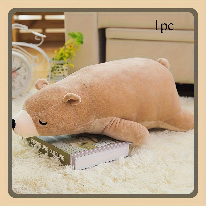 Cute Polar Bear Plush Toy Soft Polyester Sleeping Bear Gift for Family & Friends