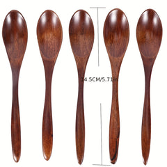 5pcs Wooden Coffee Honey Milk Yogurt Spoons for Parties Kitchens Restaurants