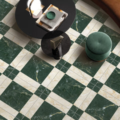 4pcs Retro Checkered Pattern Floor Stickers Non-slip Waterproof Tile Stickers