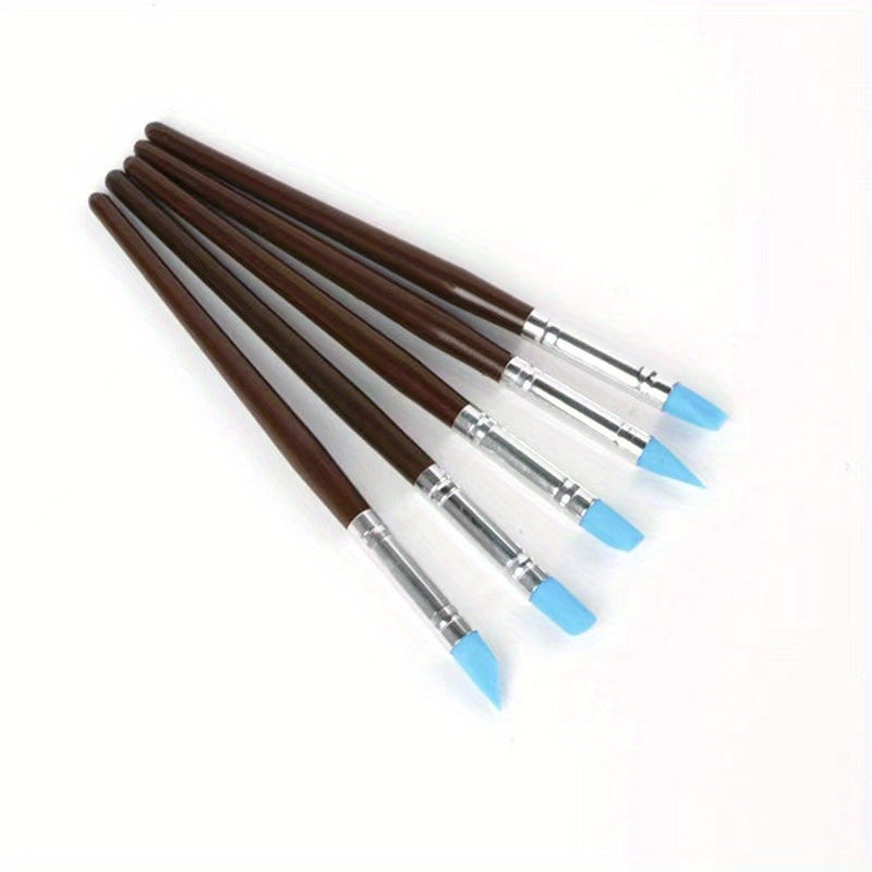 5pcs DIY Soft Pottery Clay Tools Sculpting Cake Oils Engraving Rubber Craft Pen