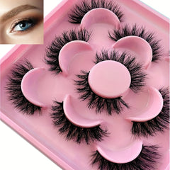 5 Pairs Natural False Eyelashes 3D Wispy 12 18mm Cat Eye Faux Mink Lashes