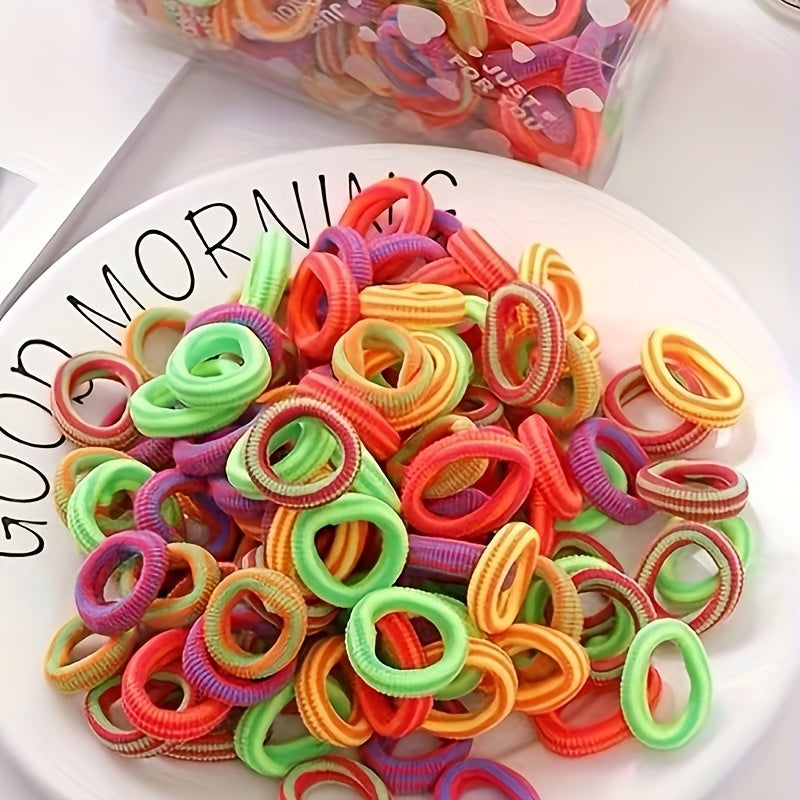 100pcs Colorful Striped Hair Ties Elastic Headbands Hair Rope